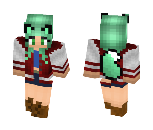 Mint Fox Girl In A Jersey - Girl Minecraft Skins - image 1