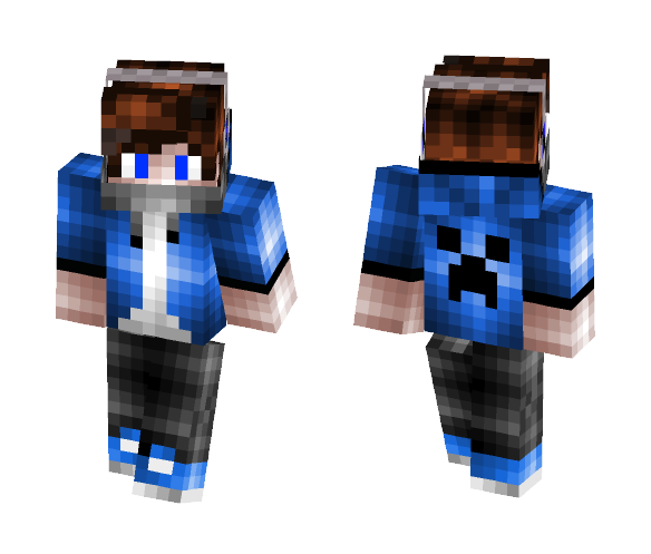 Blue Creeper Hoodie Teen - Male Minecraft Skins - image 1