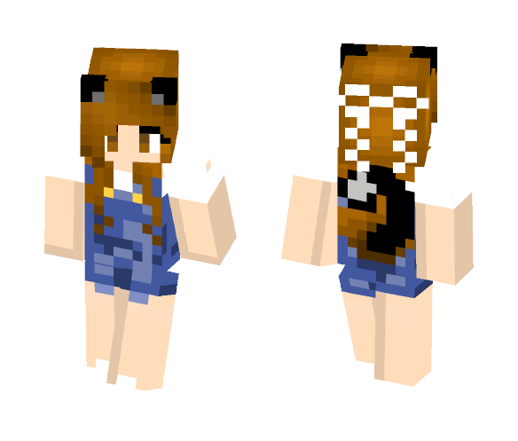 Brunette Girl with Overalls - Girl Minecraft Skins - image 1