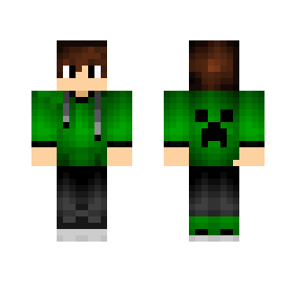 creeper on back with green hoodie