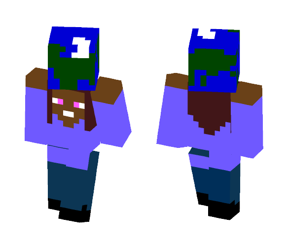 Girl holding up Earth - Girl Minecraft Skins - image 1