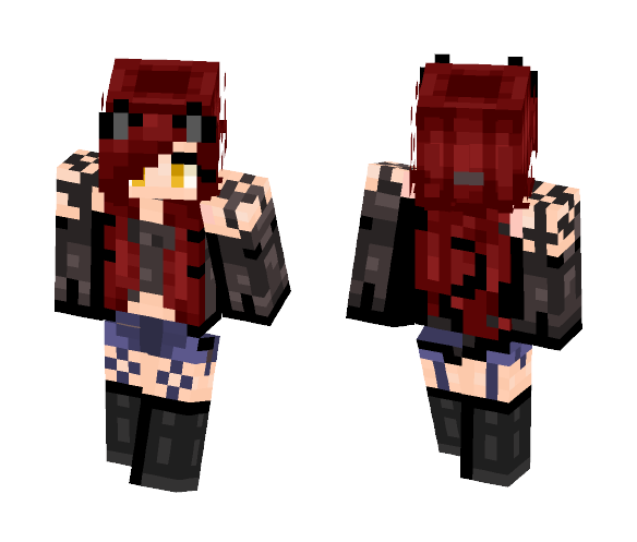 Cute Red & Black Neko - Female Minecraft Skins - image 1