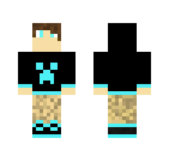 Neon Blue Creeper Hoodie - Male Minecraft Skins - image 2