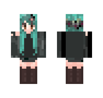 Emo girl with swampy/toxic hair - Color Haired Girls Minecraft Skins - image 2