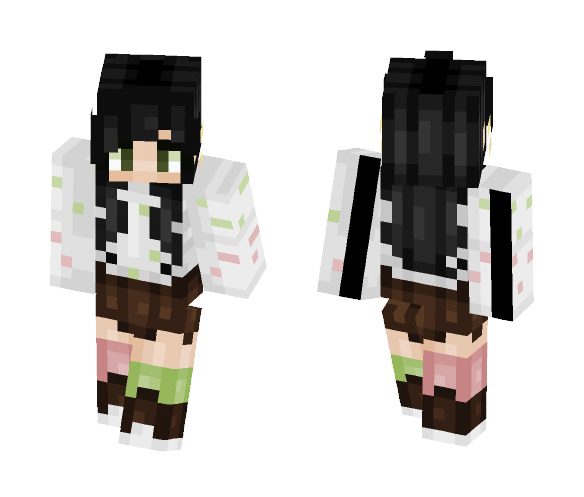Black-Haired Skirt Girl - Color Haired Girls Minecraft Skins - image 1