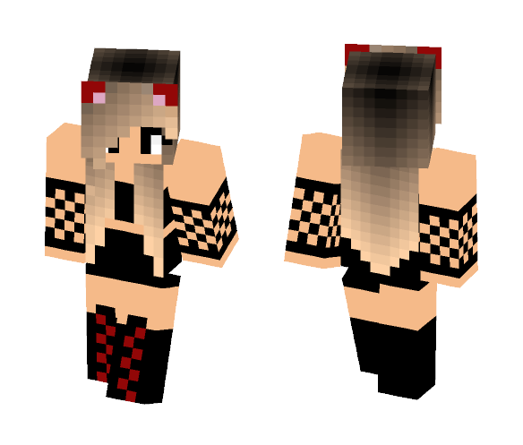 red cat girl with crop top - Cat Minecraft Skins - image 1