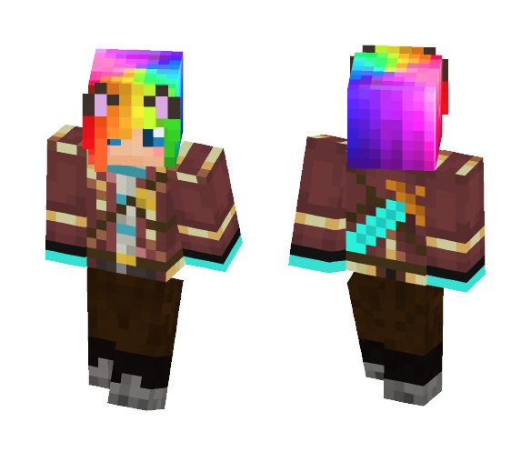 Girl With rainbow hair 22 - Color Haired Girls Minecraft Skins - image 1