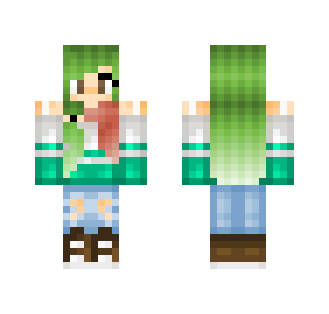 Green Hair High School Girl - Color Haired Girls Minecraft Skins - image 2