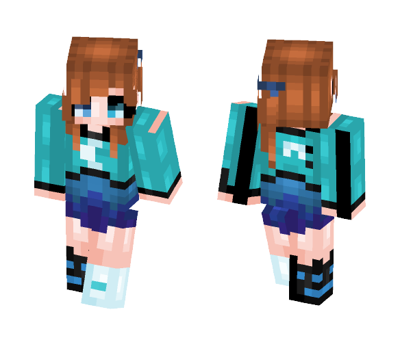 ♡ Cyan Horizon Crescent ♡ - Female Minecraft Skins - image 1