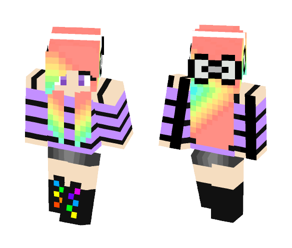 Rainbow Hair Girl - Color Haired Girls Minecraft Skins - image 1