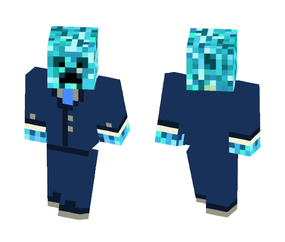Blue Creeper In a Suit - Male Minecraft Skins - image 1