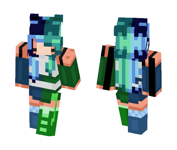 кяαzу ~ Blue and green halfsies - Female Minecraft Skins - image 1