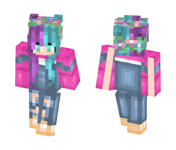 Pink Overall Girl ; DaniBearArt Req - Girl Minecraft Skins - image 1