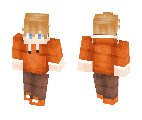 Pumpkin Colored Hoodie Teen - Male Minecraft Skins - image 1
