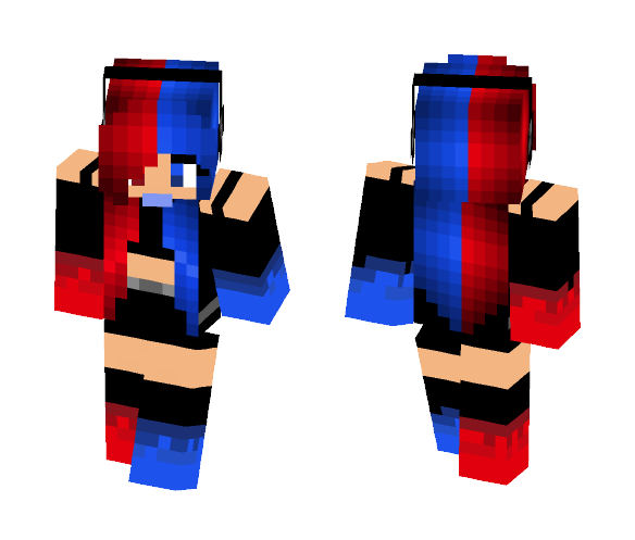 Fire and Water Shaded Hair - Female Minecraft Skins - image 1