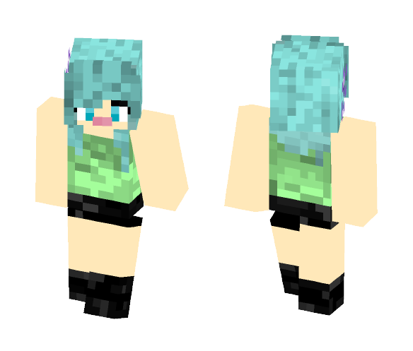 Girl W/ Short Blue Hair - Color Haired Girls Minecraft Skins - image 1