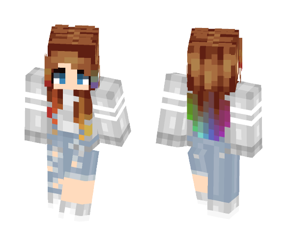 ~Rainbow Hair~ - Female Minecraft Skins - image 1