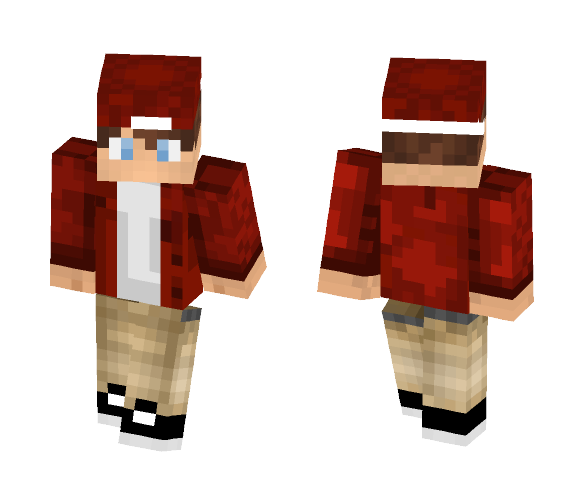 Red hooded Boy with Hat - Boy Minecraft Skins - image 1