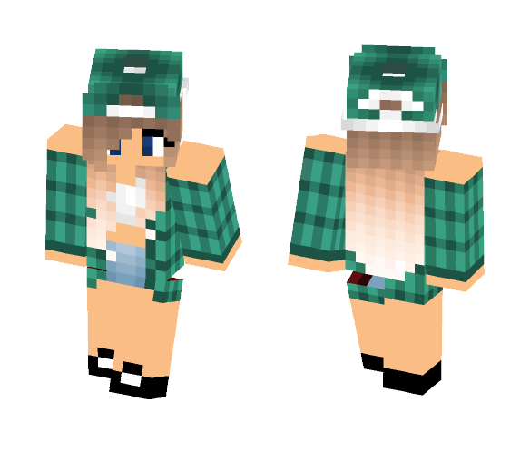 Cute Teal Tomboy - Female Minecraft Skins - image 1