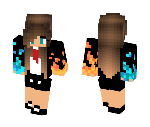 Office Girl with FIRE + WATER - Girl Minecraft Skins - image 1