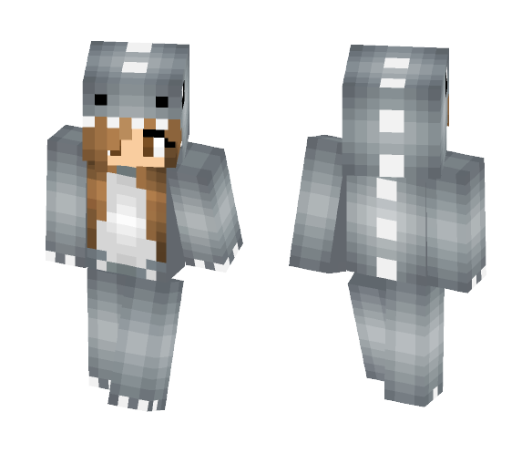 Grey Dino Hoodie (Female) - Female Minecraft Skins - image 1