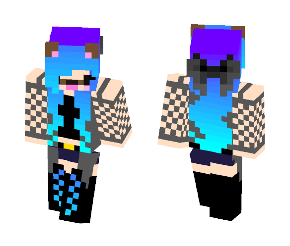 Cute blue haired dog filter girl - Color Haired Girls Minecraft Skins - image 1