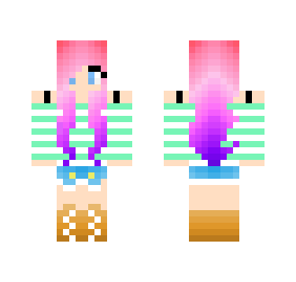 Mint Girl With Pink Ombre Hair - Color Haired Girls Minecraft Skins - image 2