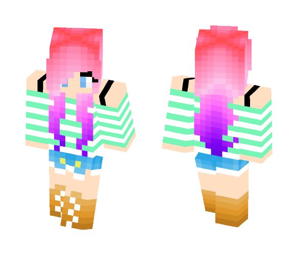 Mint Girl With Pink Ombre Hair - Color Haired Girls Minecraft Skins - image 1