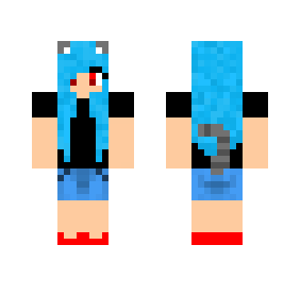 Red and Blue Cat Girl - Cat Minecraft Skins - image 2