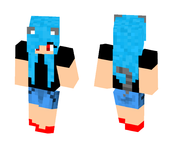 Red and Blue Cat Girl - Cat Minecraft Skins - image 1