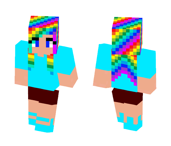 Girl with rainbow hair - Color Haired Girls Minecraft Skins - image 1