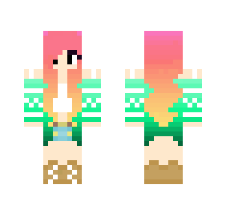 Mint Girl With Ombre Hair - Color Haired Girls Minecraft Skins - image 2