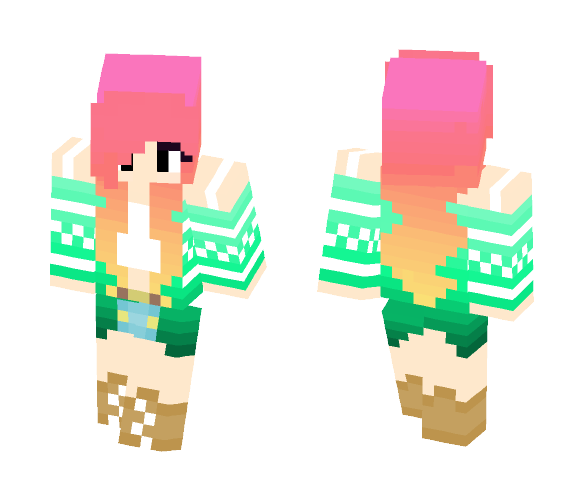 Mint Girl With Ombre Hair - Color Haired Girls Minecraft Skins - image 1