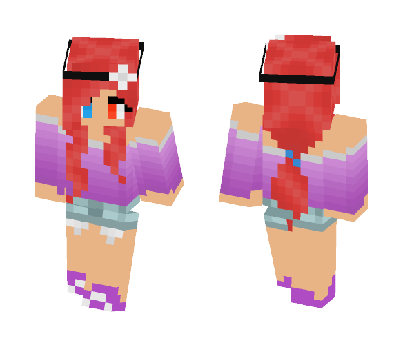Bright Red Hair Girl - Color Haired Girls Minecraft Skins - image 1
