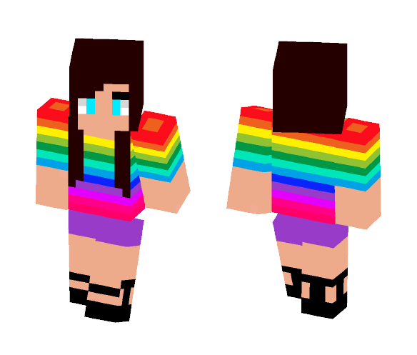 Girl in a rainbow top