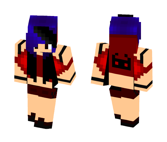 emo blue (and black) haired girl - Color Haired Girls Minecraft Skins - image 1