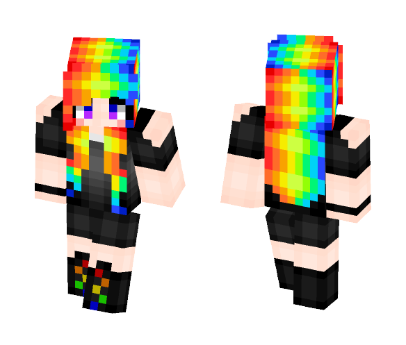 Rainbow Hair - Female Minecraft Skins - image 1