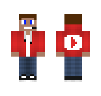 Red YouTube hoodie with headset - Male Minecraft Skins - image 2