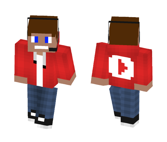 Red YouTube hoodie with headset - Male Minecraft Skins - image 1