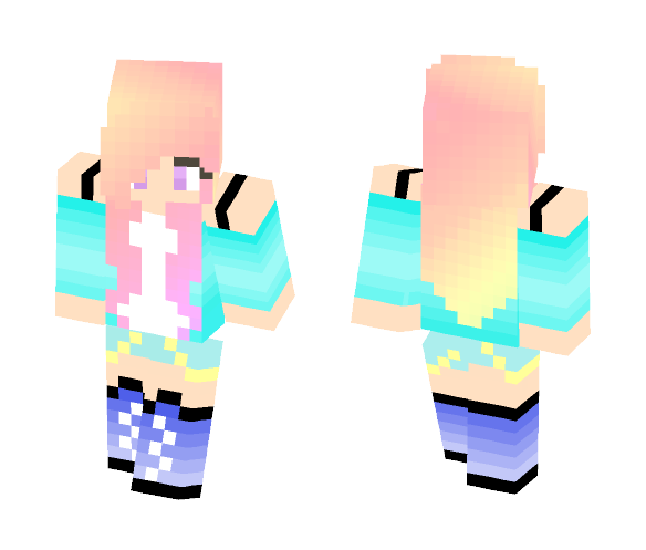 Blue Girl With Sunset Hait - Girl Minecraft Skins - image 1