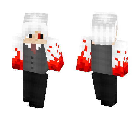 kaneki with FIRE - Male Minecraft Skins - image 1