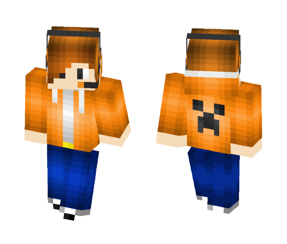 Orange Creeper Hoodie - Male Minecraft Skins - image 1