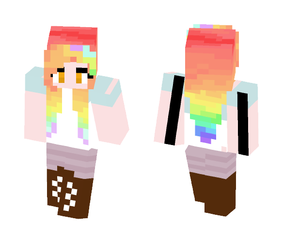 Rainbow Haired Girl - Color Haired Girls Minecraft Skins - image 1