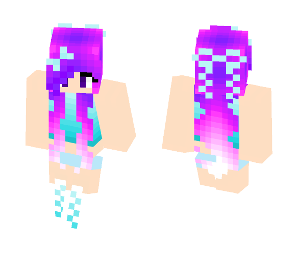 Cute Blue Crop Purple Hair Girl - Color Haired Girls Minecraft Skins - image 1