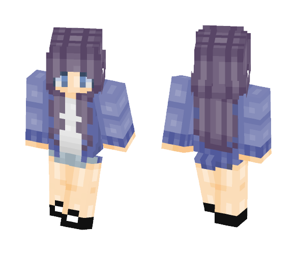 blue haired girl - Color Haired Girls Minecraft Skins - image 1