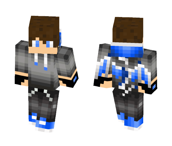 Boy with Gray and Blue Hoodie - Boy Minecraft Skins - image 1