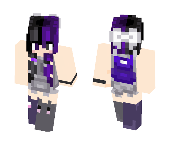 Half and Half - Purple and Black - Female Minecraft Skins - image 1