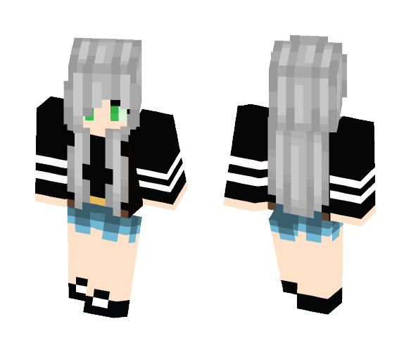Grey Hair and Black Shirt - Female Minecraft Skins - image 1