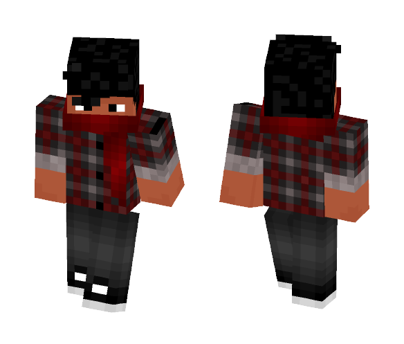 Red Plaid shirt with scarf - Male Minecraft Skins - image 1