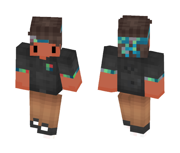 Gray shirt with Colorful headband - Male Minecraft Skins - image 1